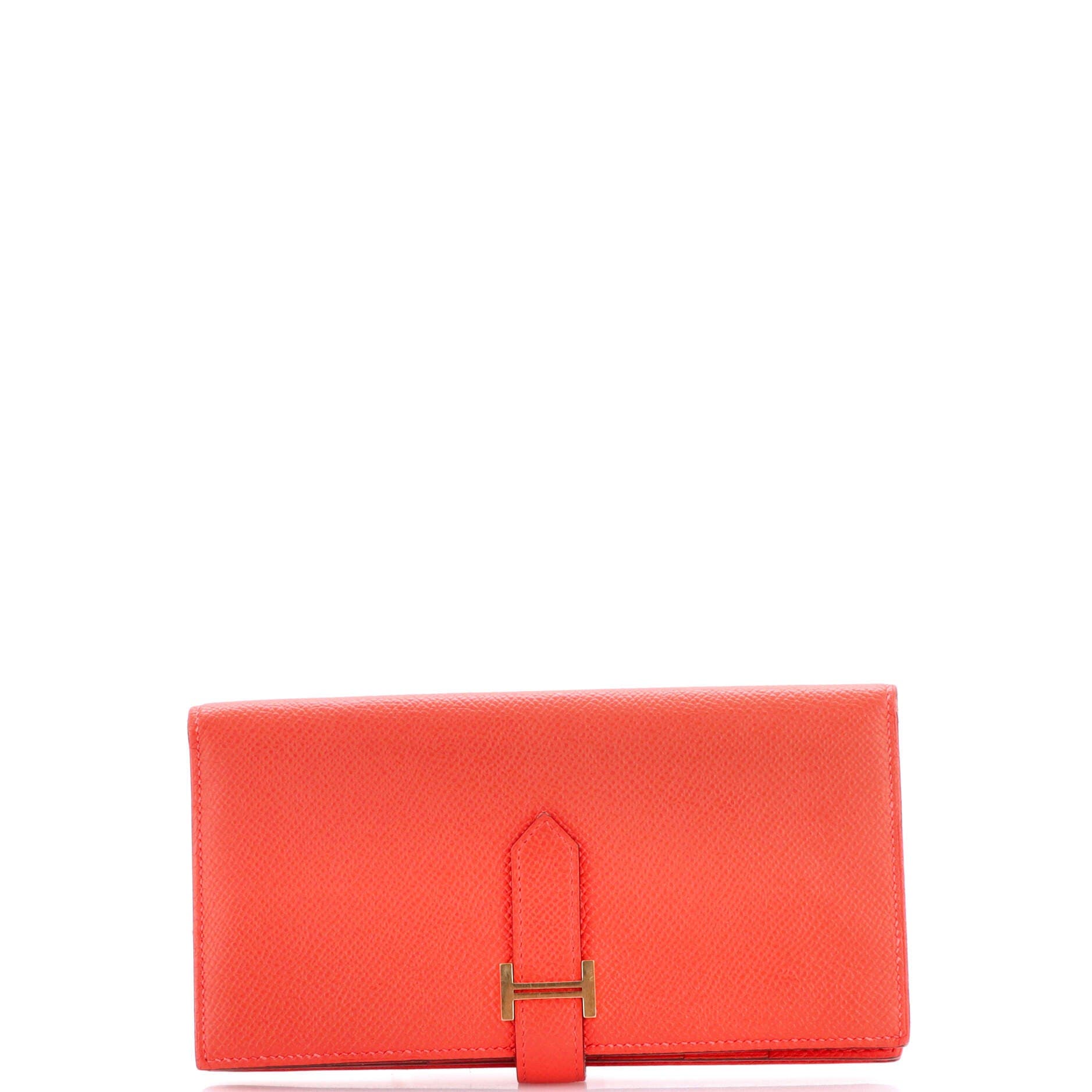 Pre-Owned Hermes Bearn Wallet Epsom Long, Main, color, Rouge Pivoine