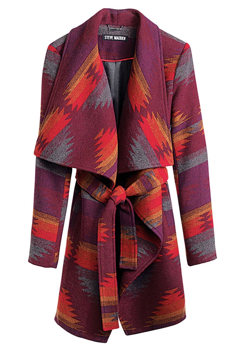 Blanket Wrap Coat, Alternate, color, RUBY AZTEC