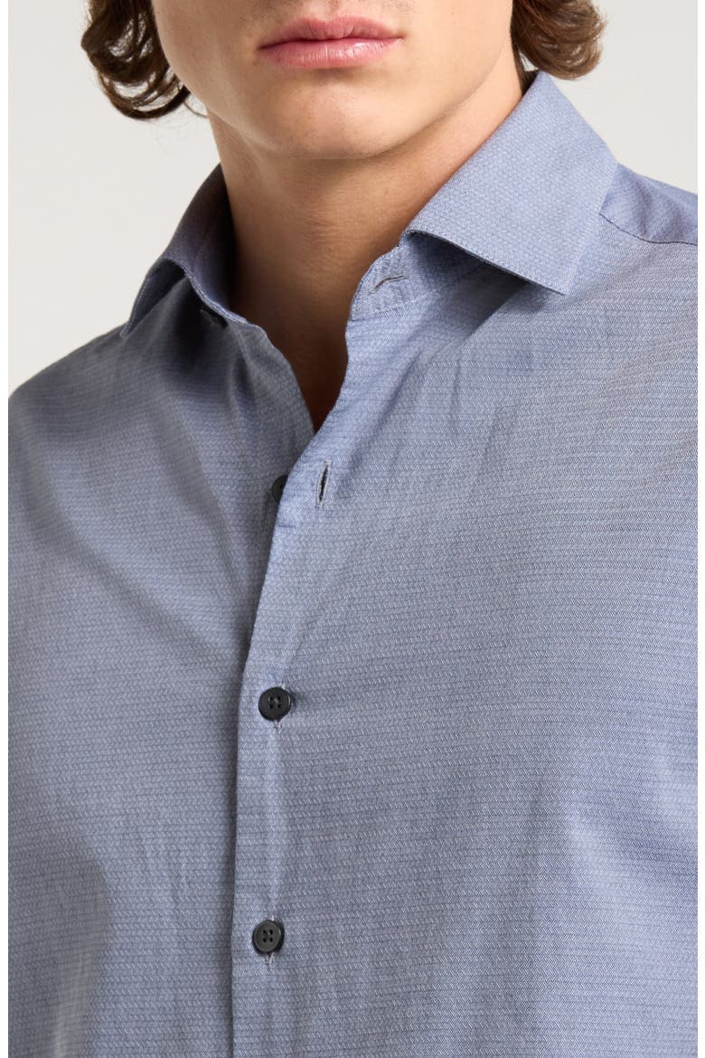 Zigler Two Tone Cotton Jacquard Twill Button-Up Shirt, Alternate, color, GREY