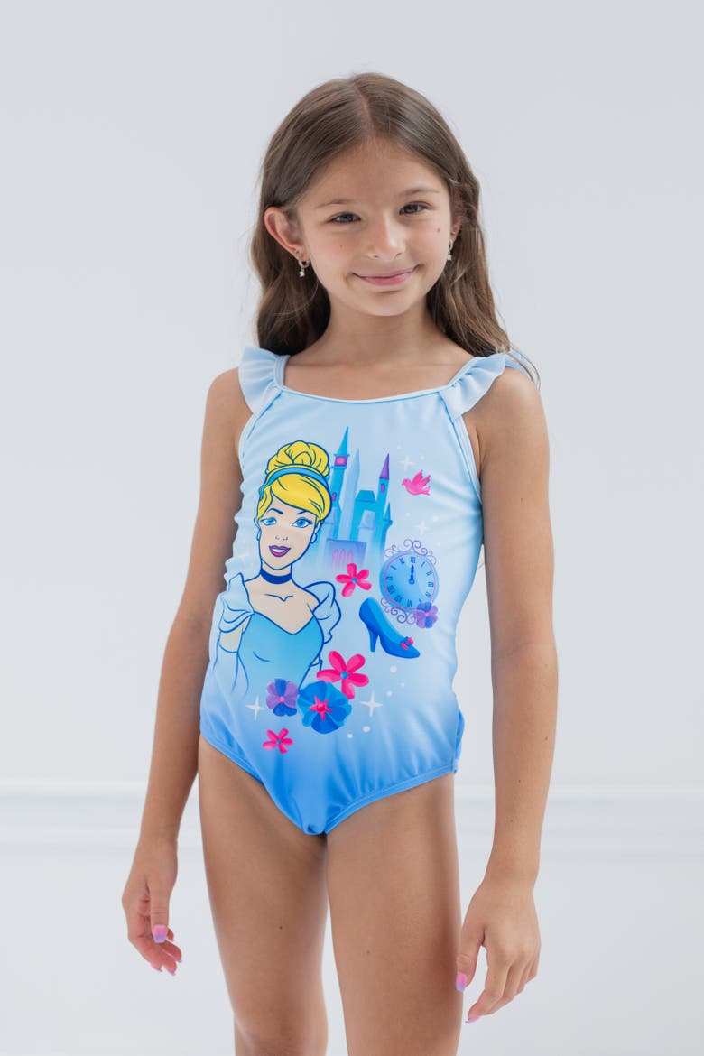 Princess One-Piece Bathing Suit, Alternate, color, Cinderella Blue Ombre