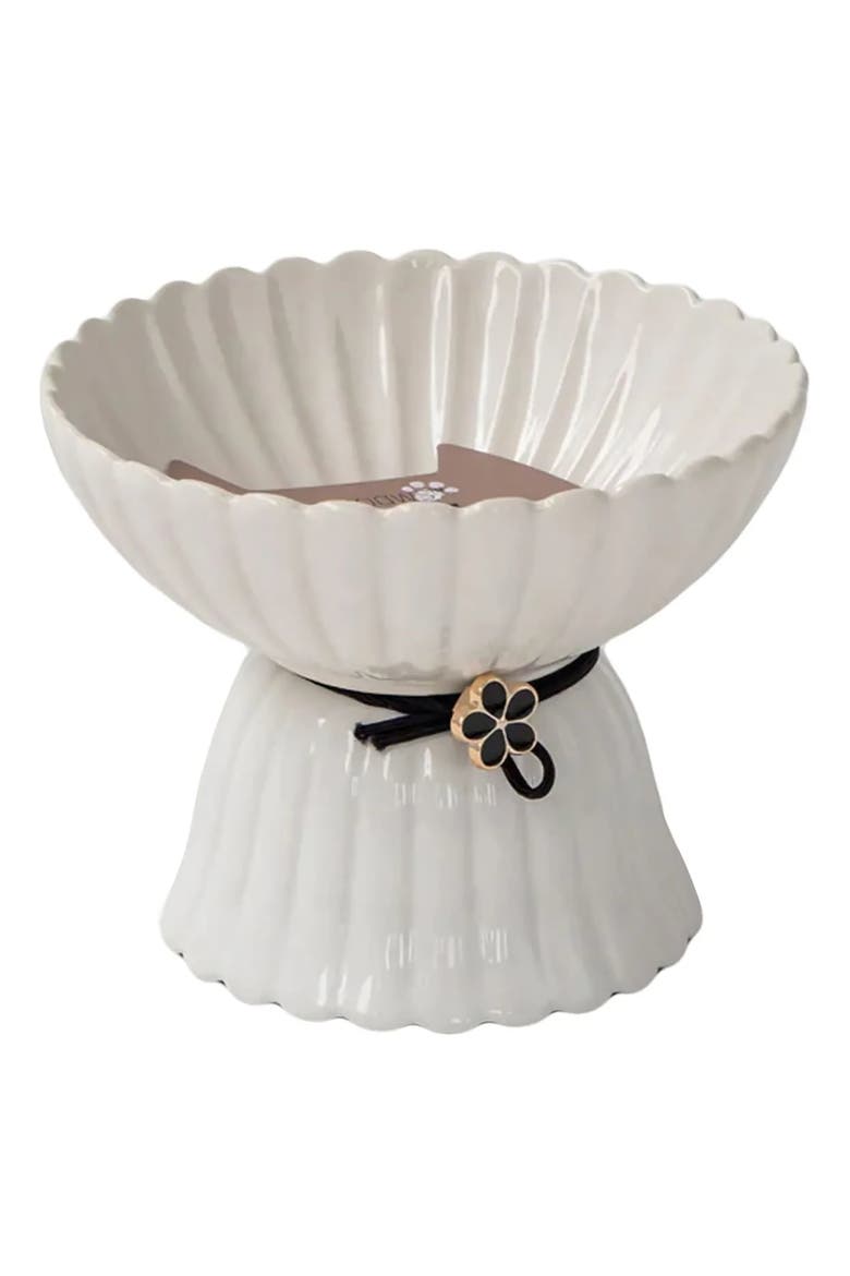 Elevated Ceramic Bowl For Cats 8.45oz Capacity, Main, color, White