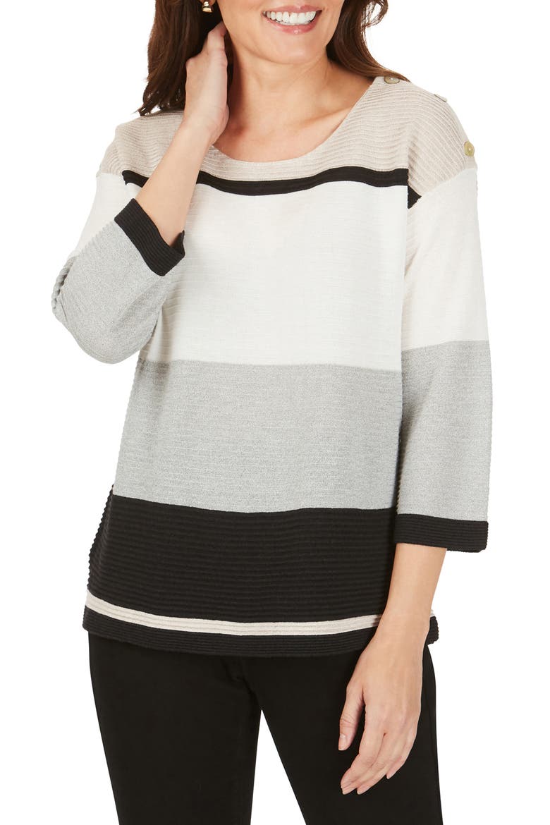 Linden Colorblock Cotton Blend Sweater, Main, color, BLACK MULTI