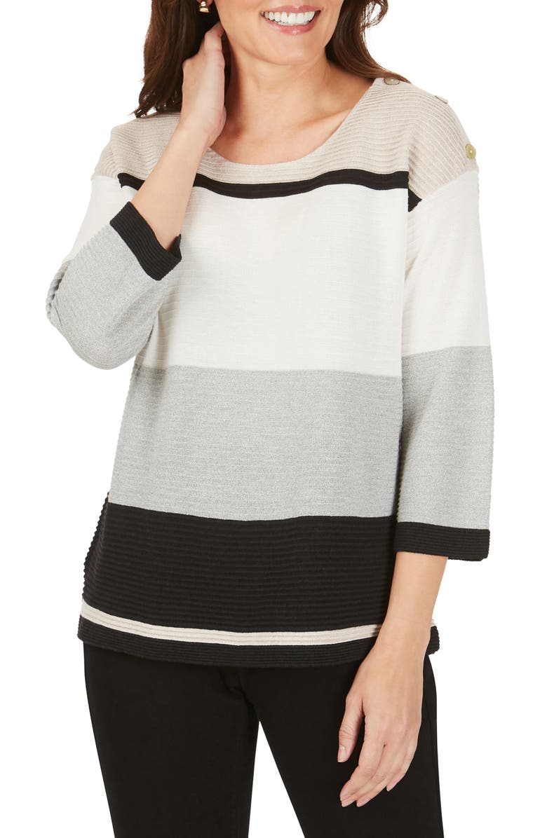 Foxcroft Linden Colorblock Cotton Blend Sweater, Main, color, 