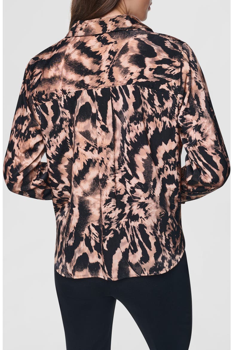 Print Twist Front Shirt, Alternate, color, ABSTRACT FEATHER