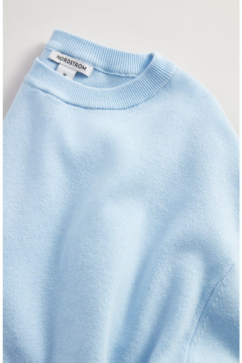 Relaxed Fit Crewneck Cotton Blend Sweater, Alternate, color, BLUE THREAD