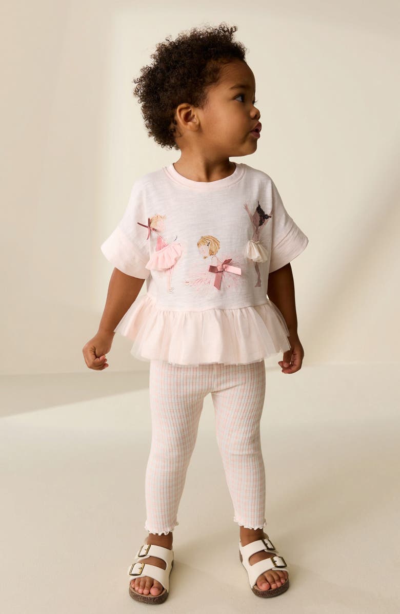 NEXT Kids' Ballerina Peplum Top & Leggings Set, Alternate, color, Pink