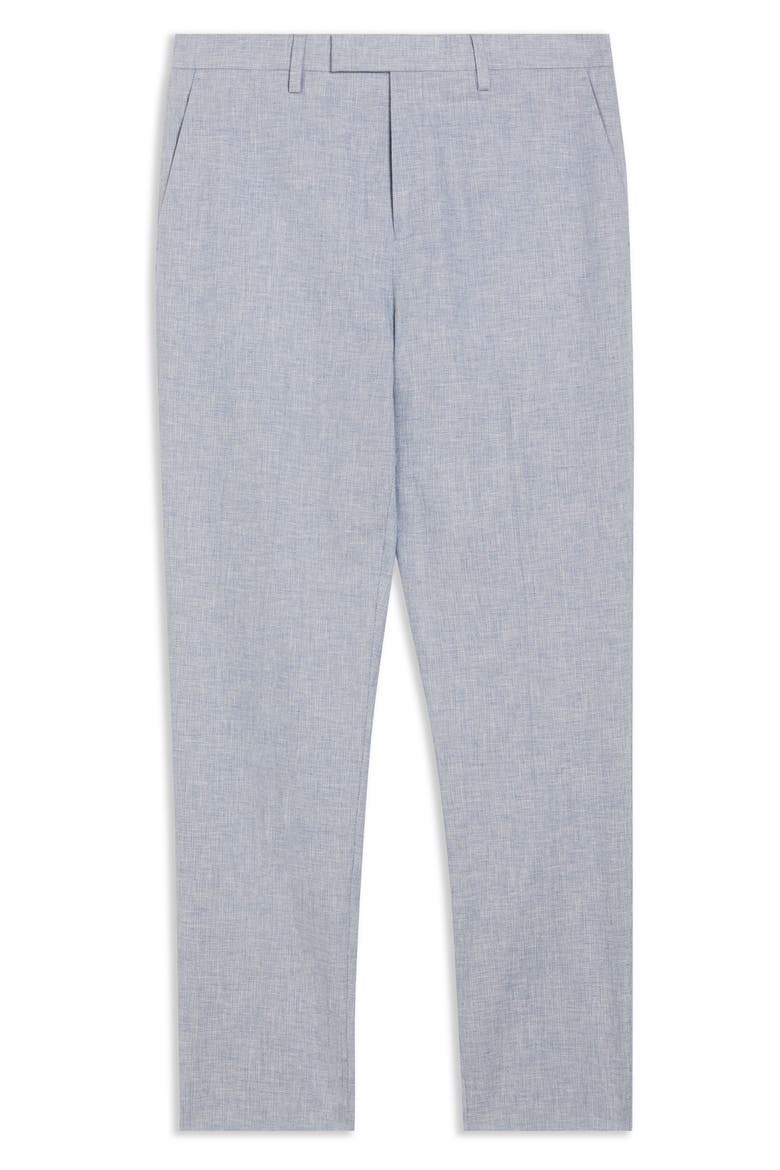Damasks Slim Fit Flat Front Linen & Cotton Chinos, Alternate, color, LIGHT BLUE