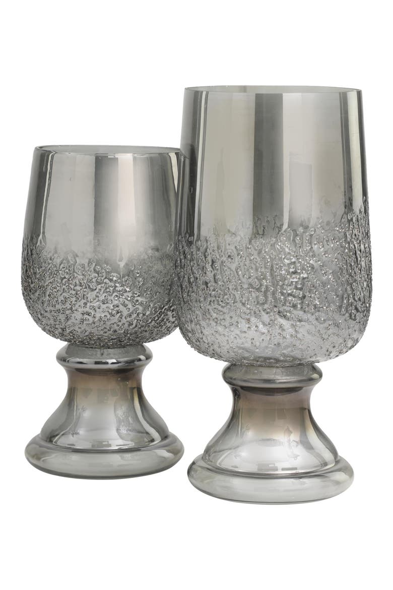 Set of 2 Modern Glass Candleholders, Alternate, color, GRAY