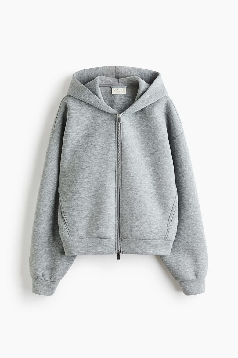 Activewear Scuba Hooded Jacket, Alternate, color, Light gray