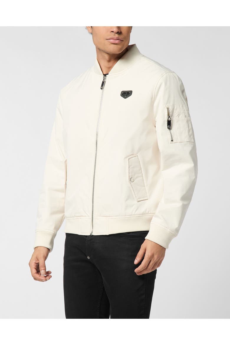Nylon Bomber Jacket Men, Main, color, beige