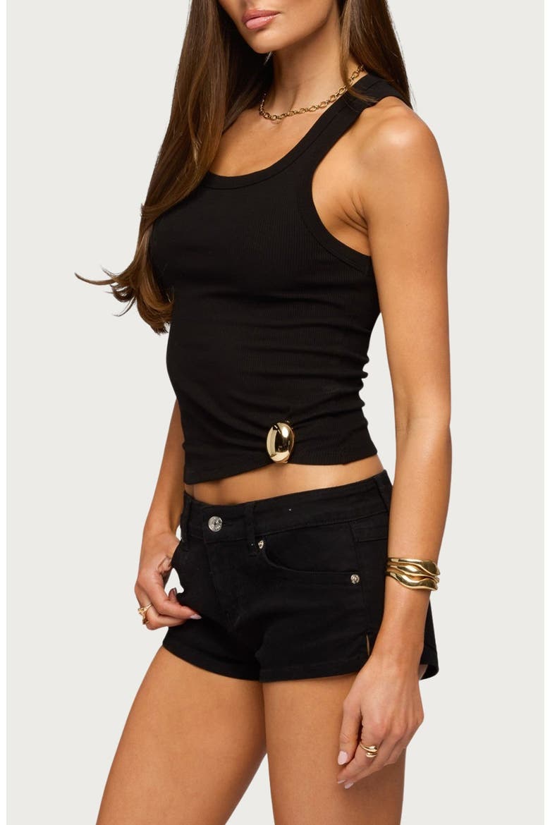 Klyah Metal Pendant Rib Tank, Alternate, color, BLACK