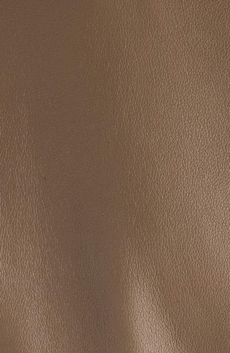 Chloé Crop Leather Bomber Jacket, Alternate, color, Baobab Brown