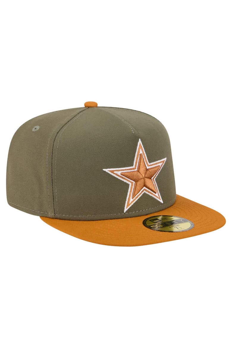 Men's New Era Olive/Brown Dallas Cowboys 2-Tone Color Pack A-Frame 59FIFTY Fitted Hat, Alternate, color, Olive