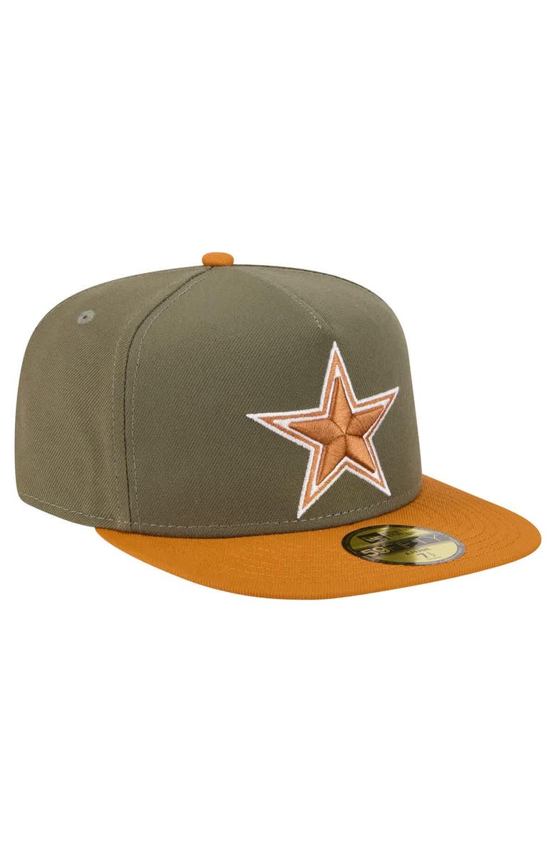 New Era Men's New Era Olive/Brown Dallas Cowboys 2-Tone Color Pack A-Frame 59FIFTY Fitted Hat, Alternate, color, Olive