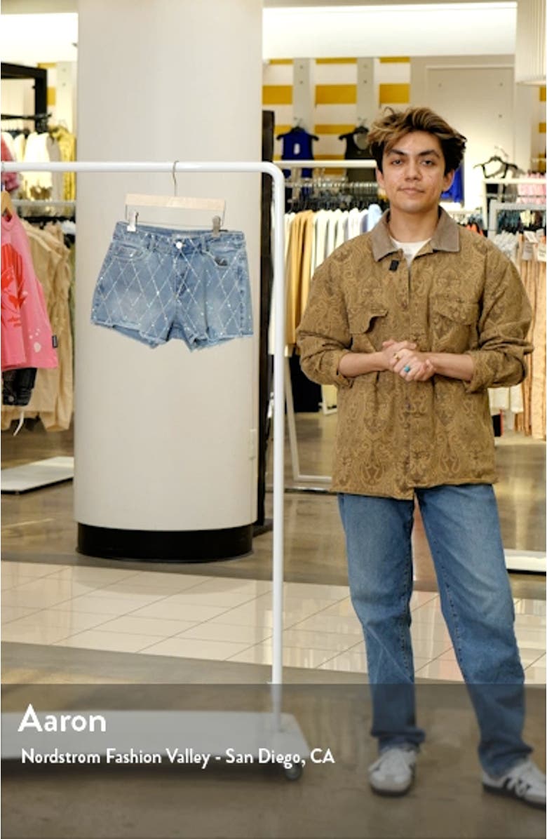 Kids' Bling Distressed Raw Hem Denim Shorts, sales video thumbnail