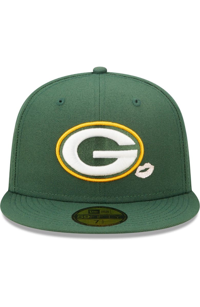 New Era Men's New Era Green Green Bay Packers Lips 59FIFTY Fitted Hat, Alternate, color, Green