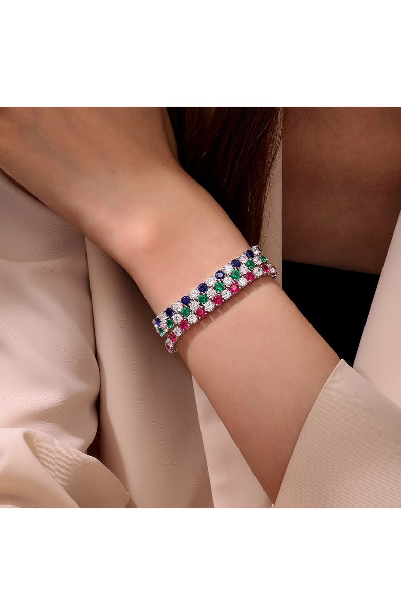 Lafonn Simulated Emerald & Simulated Diamond Tennis Bracelet, Alternate, color,