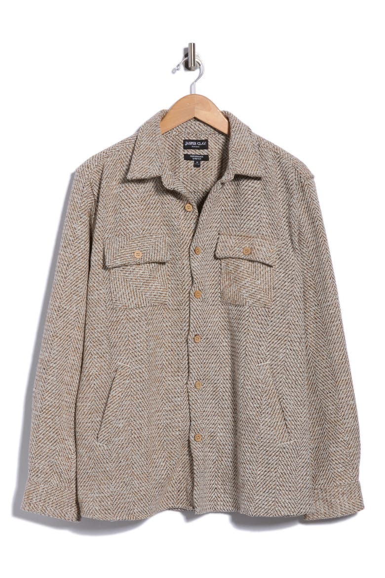 Herringbone Shirt Jacket, Main, color, TAN BLACK