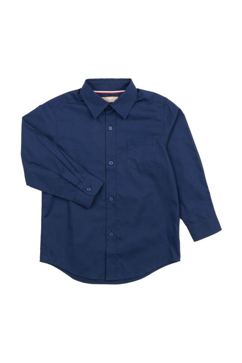 Boys Long Sleeve Dress Shirt, Alternate, color, NAVY