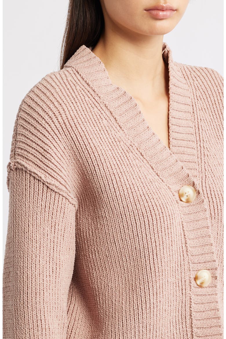 Relaxed Chenille V-Neck Cardigan, Alternate, color, MUSHROOM