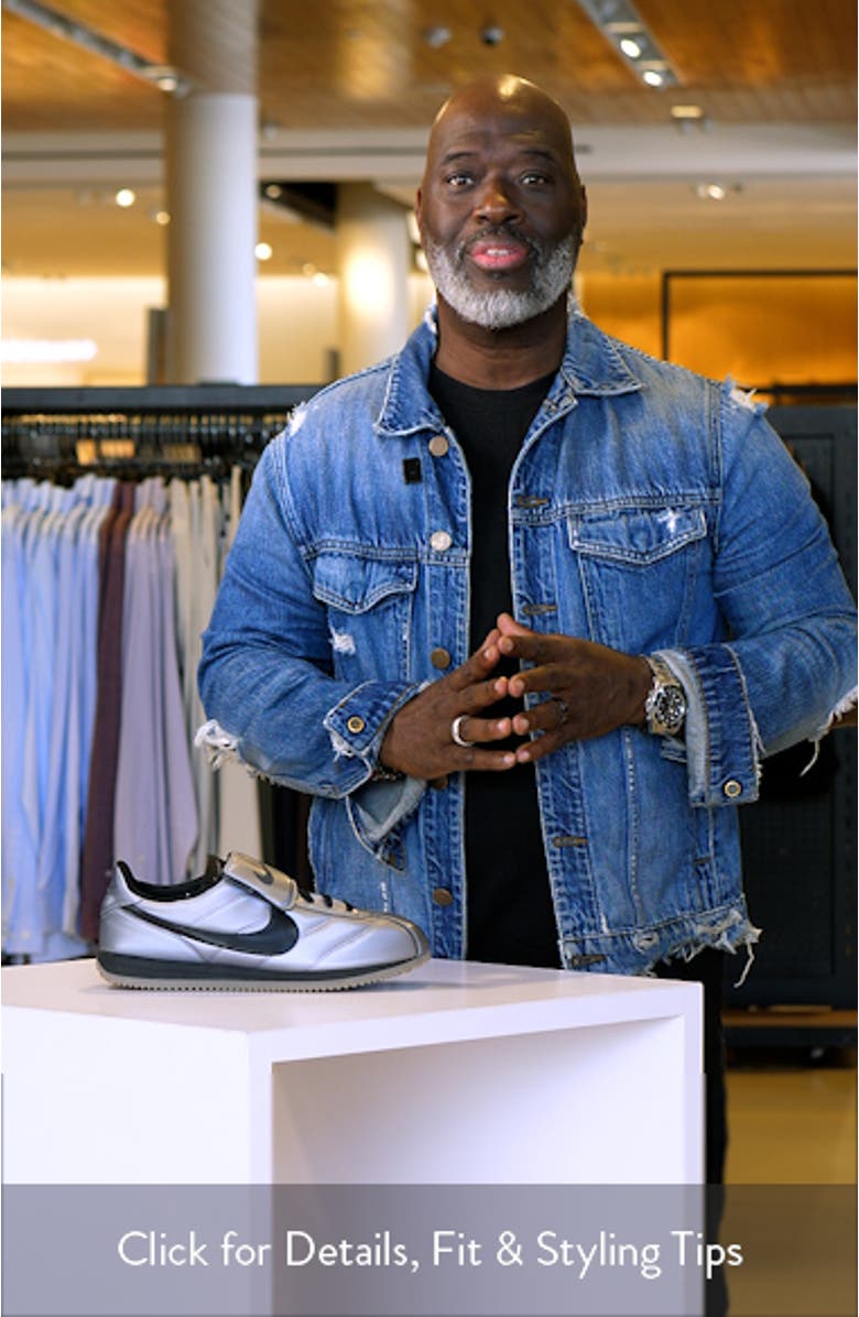 Cortez Leather SE 'Metallic Cool Grey/Black' Soccer Sneaker, sales video thumbnail