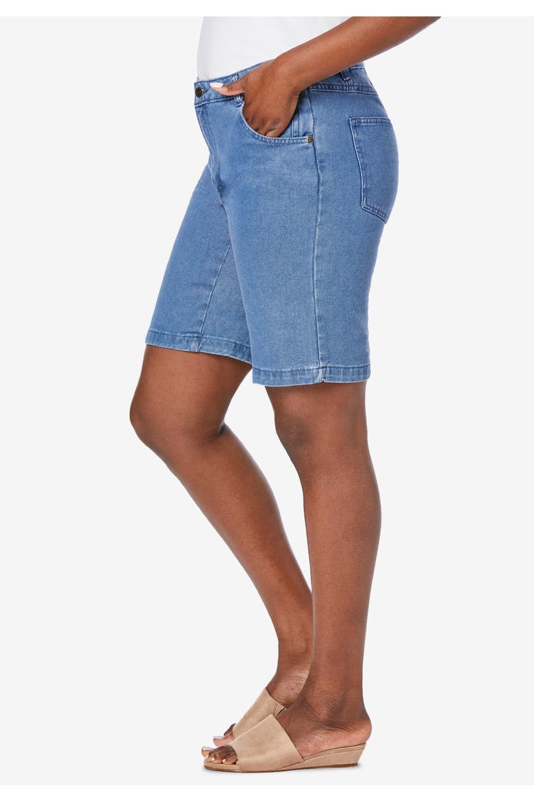 Classic Cotton Denim Shorts, Alternate, color, DARK OLIVE GREEN