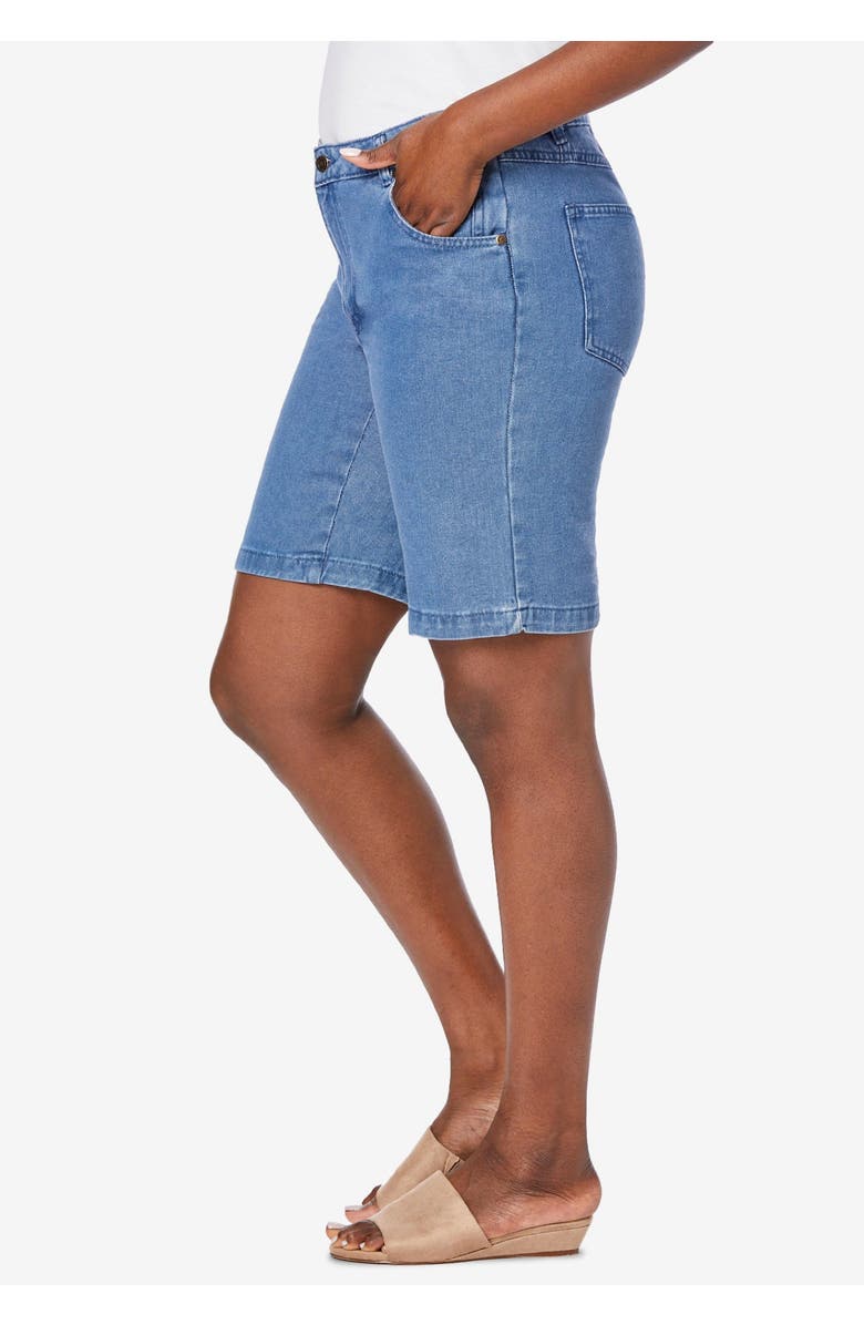 Jessica London Classic Cotton Denim Shorts, Alternate, color, Black