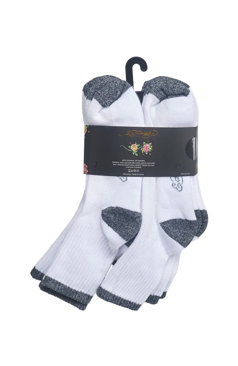 Ed Hardy Basic Half Cushion Mid Crew Sock 8-Pack, Alternate, color, White