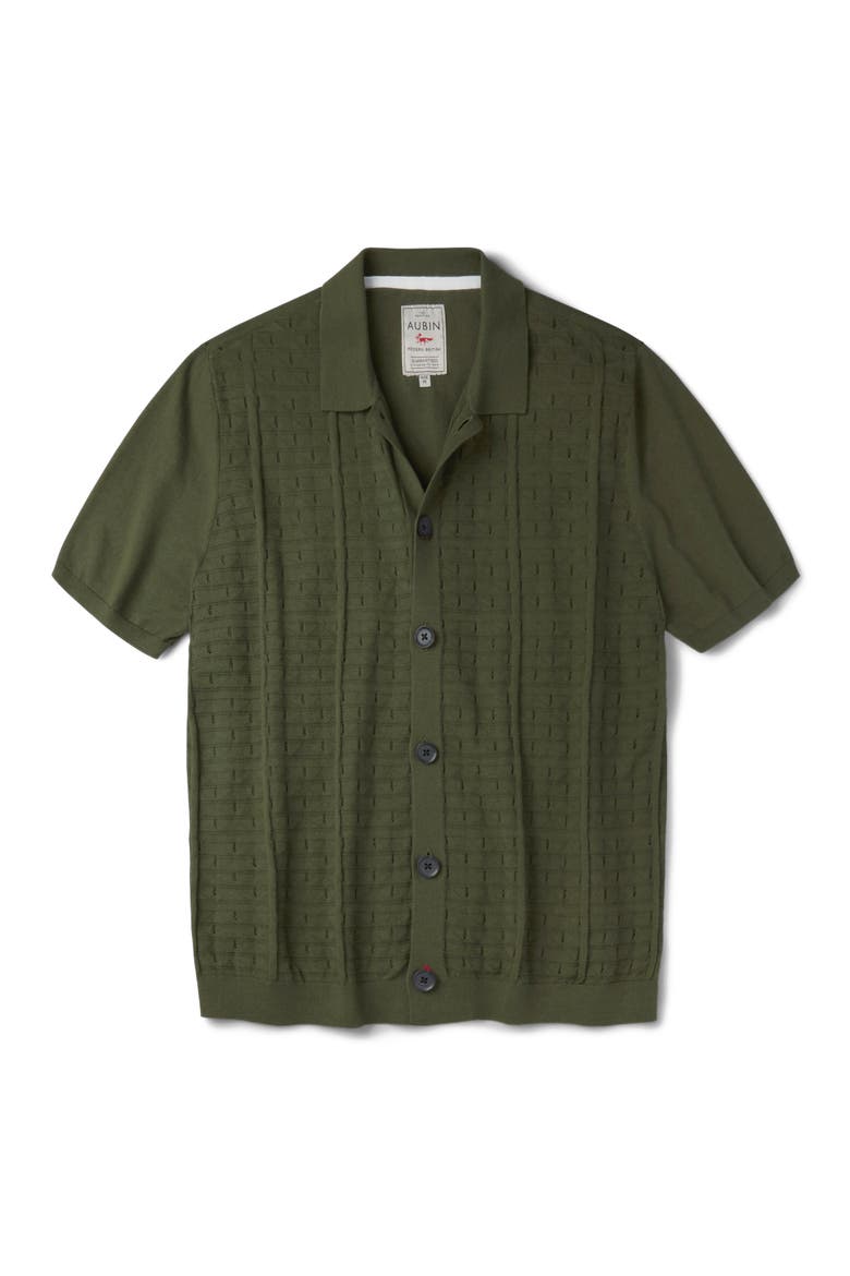 Manor Textured Button Through Polo, Alternate, color, Khaki