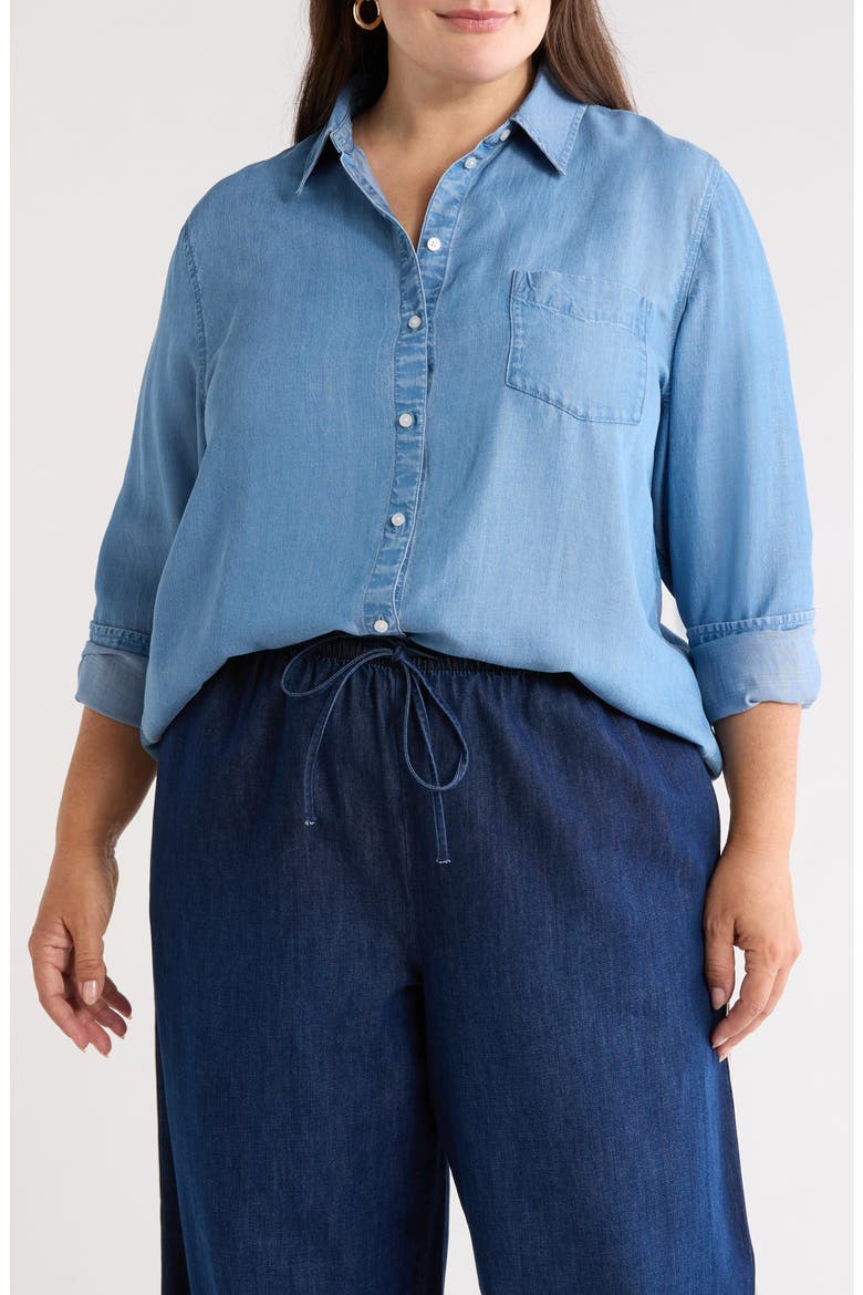 Long Sleeve Chambray Shirt, Main, color, MEDIUM WASH
