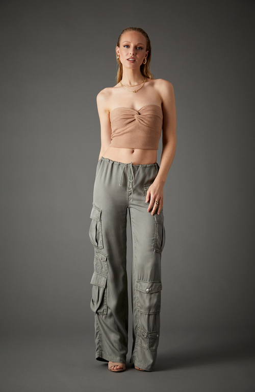 Shop Blue Revival In Combat Tencel Wide Leg Pants In Light Olive