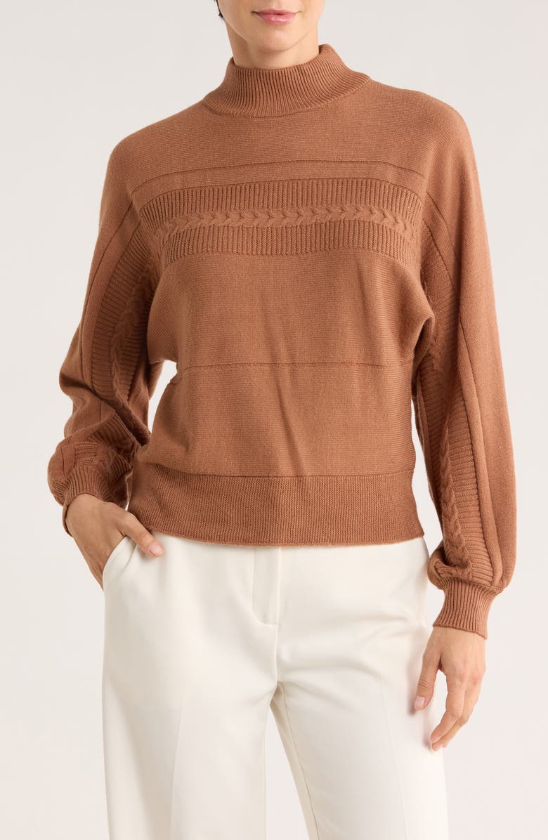 ELIE ELIE TAHARI Dolman Balloon Sleeve Sweater, Main, color, Burnt Cognac Beige