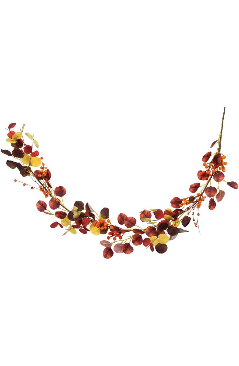 Northlight Berries and Eucalyptus Leaves Artificial Fall Harvest Garland - 5' x 8", Alternate, color, Red