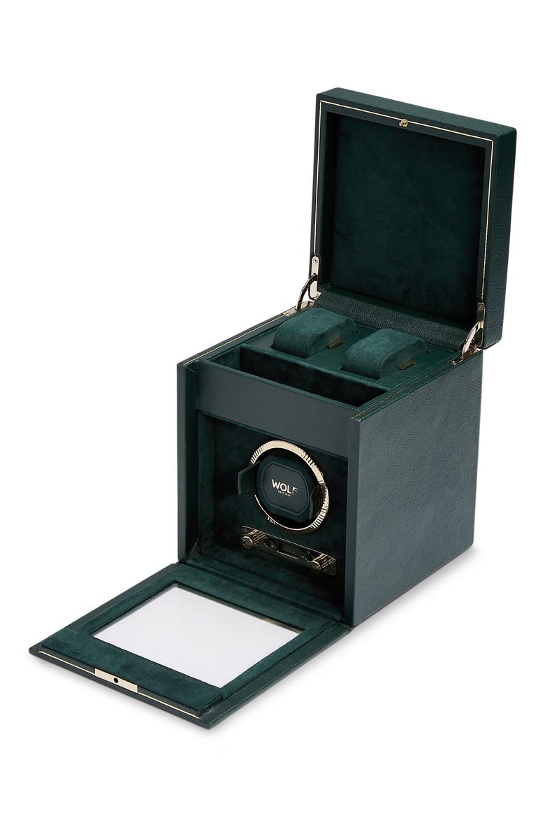 British Racing Single Watch Winder with Storage, Alternate, color, GREEN
