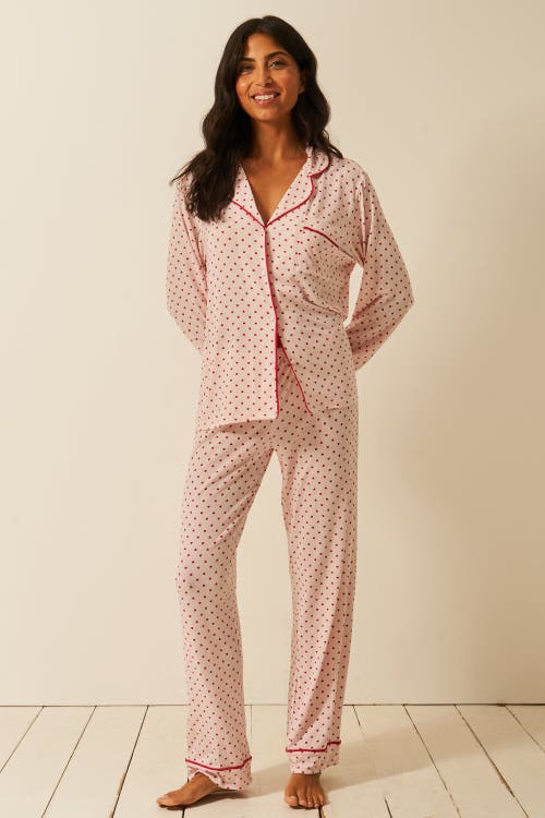 Stripe & Stare Long Pyjama Set In Pink