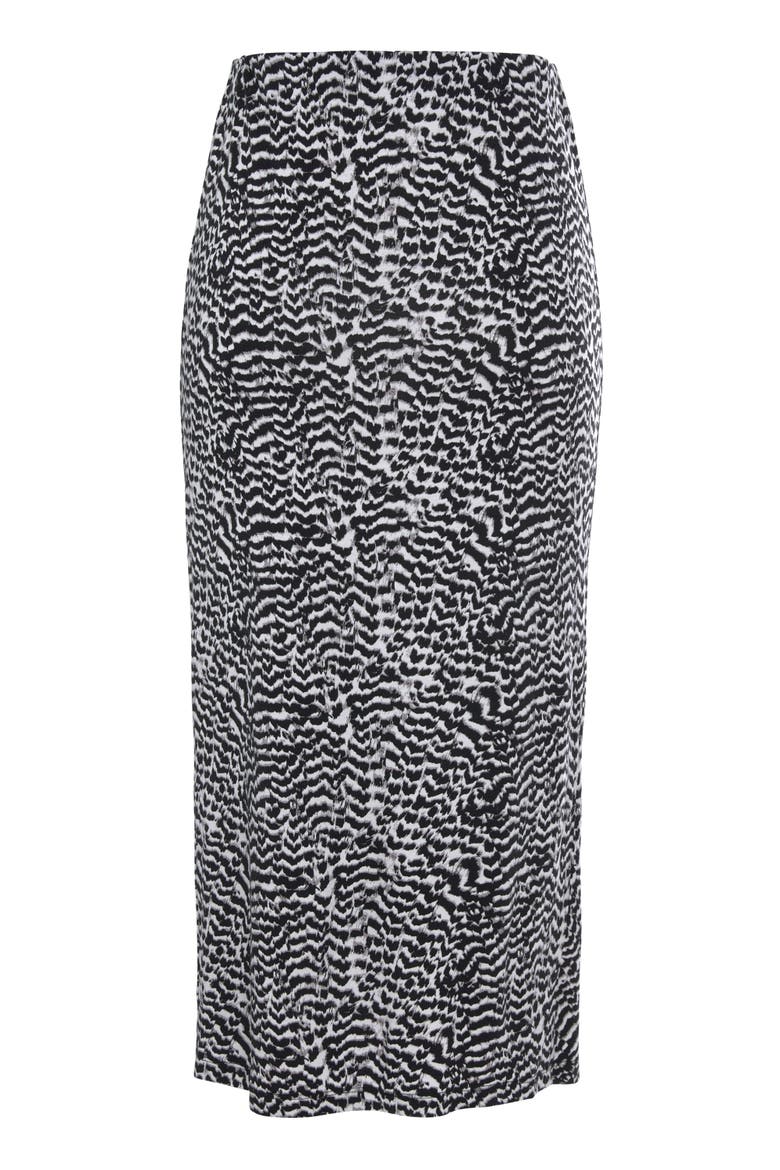 Ruched Slit Midi Skirt, Alternate, color, Black & White