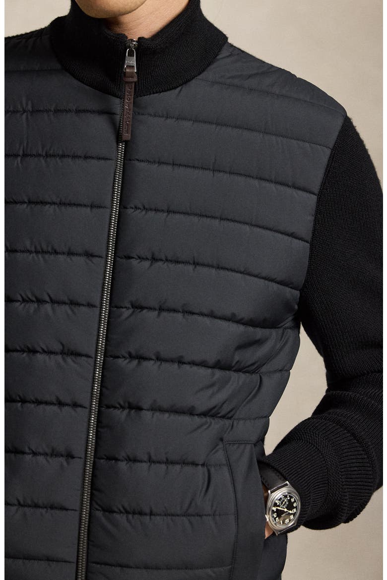 Hybrid Wool Full Zip Sweater Jacket, Alternate, color, BLACK