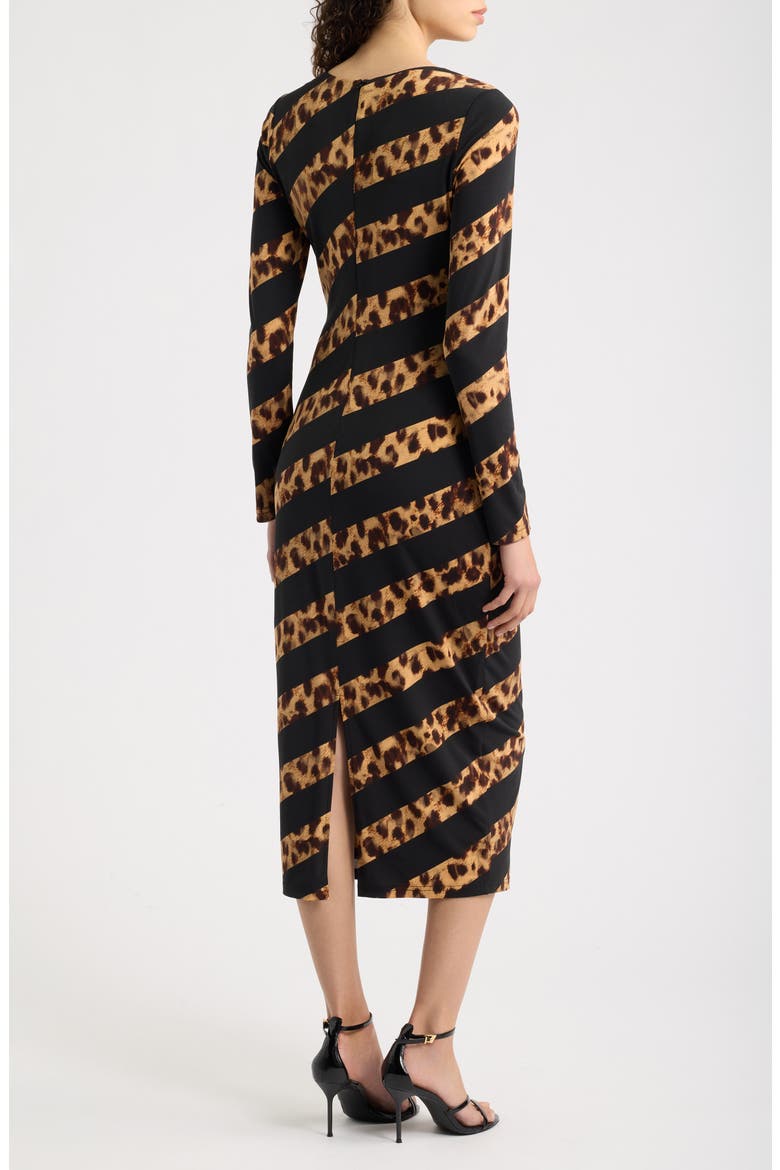 Leopard Stripe Long Sleeve Maxi Dress, Alternate, color, LEOPARD