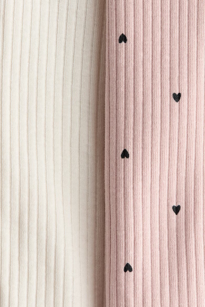 2-Pack Ribbed Cotton Pajama Jumpsuits, Alternate, color, Light dusty pink/hearts
