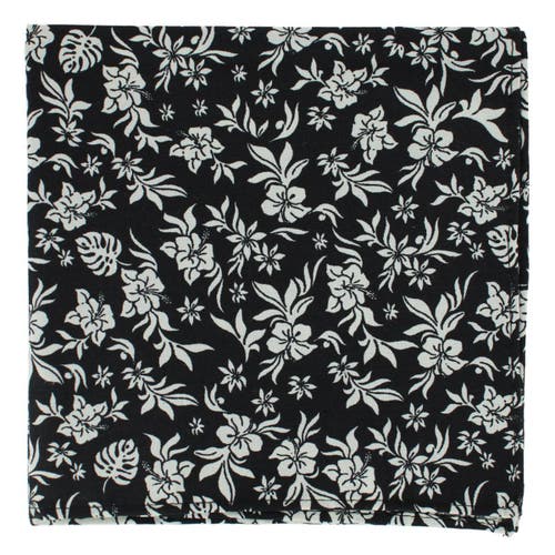 Trafalgar Oleander Floral And Vine Patterned Handkerchief In Black