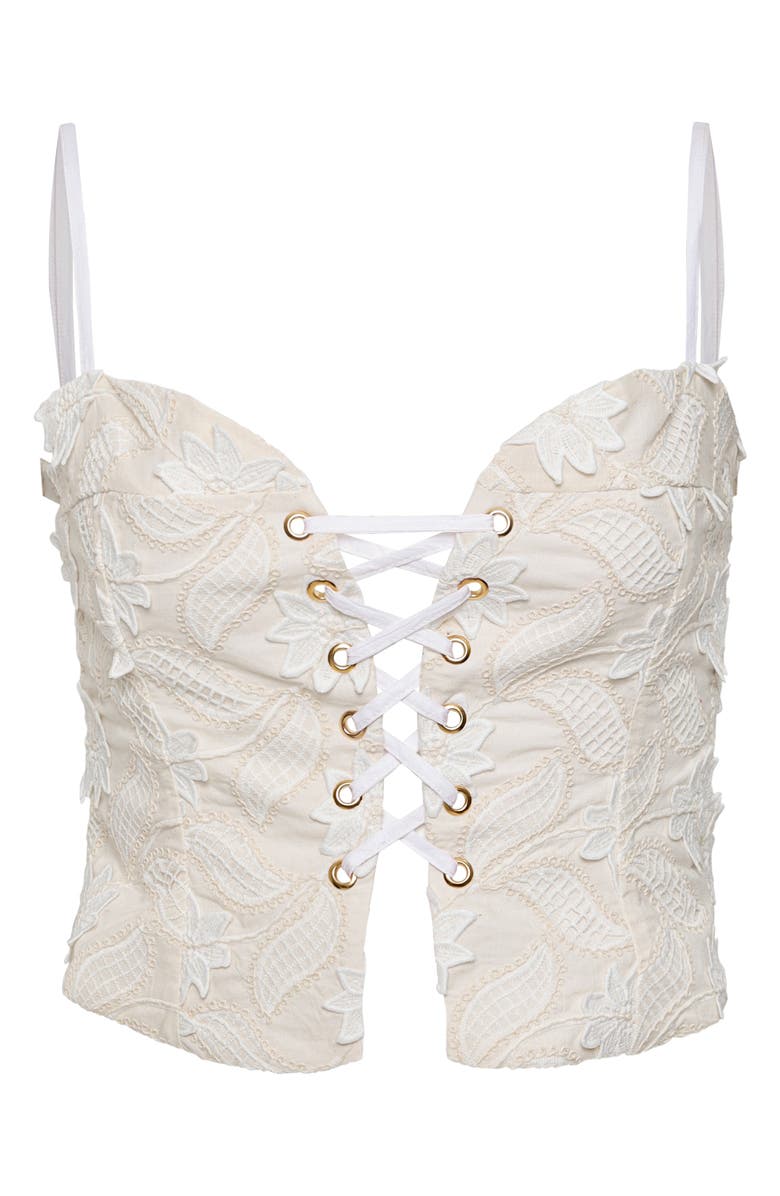 Maaji Frosted Lace Appliqué Crop Cotton Blend Cover-Up Top, Alternate, color, White