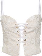 Maaji Frosted Lace Appliqué Crop Cotton Blend Cover-Up Top