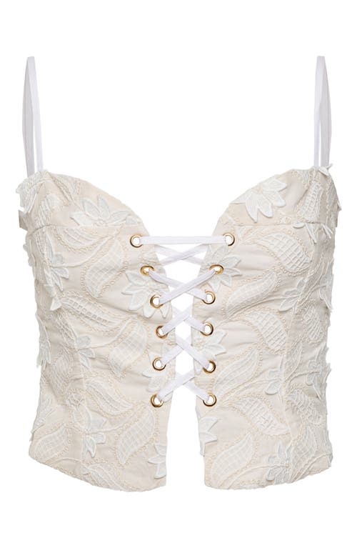 Maaji Frosted Lace Appliqué Crop Cotton Blend Cover-up Top In White