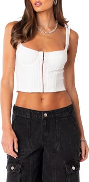 EDIKTED Isadora Rib Corset Crop Top