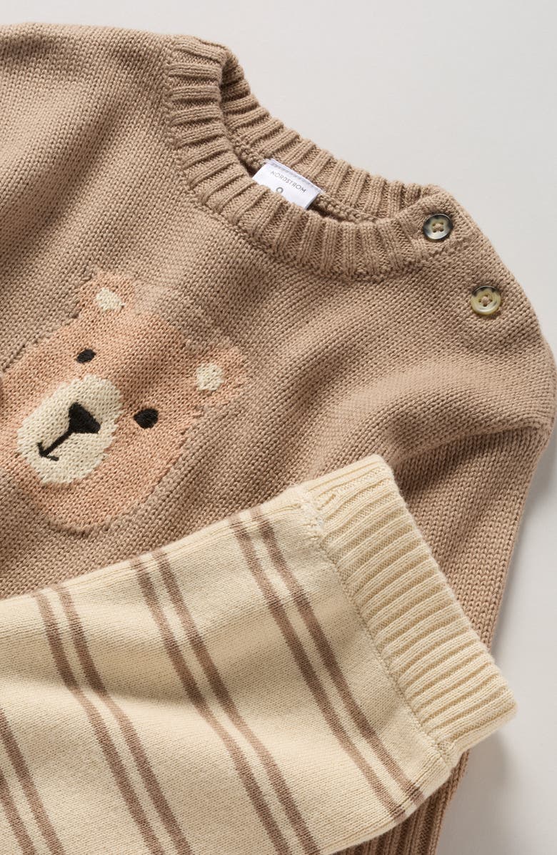 Nordstrom Icon Jacquard Sweater & Joggers Set, Alternate, color, Brown Affogato - Beige Swan