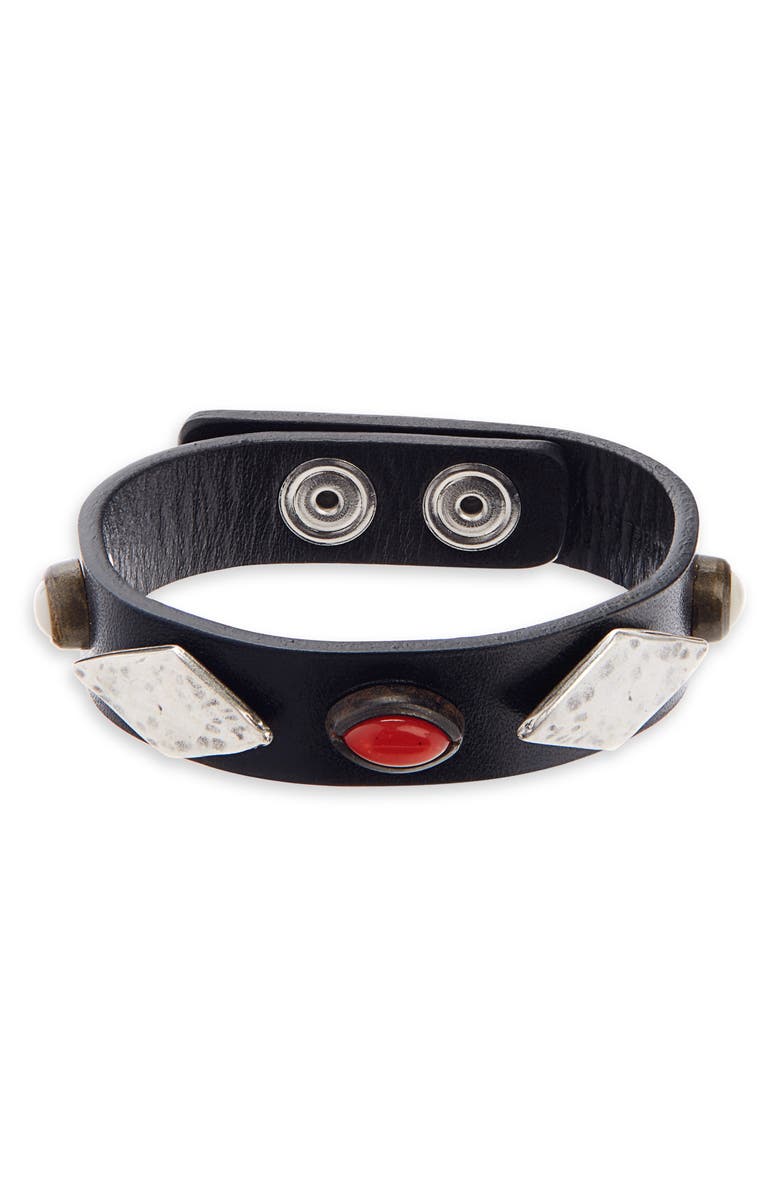 Isabel Marant Embellished Leather Bracelet, Main, color, 