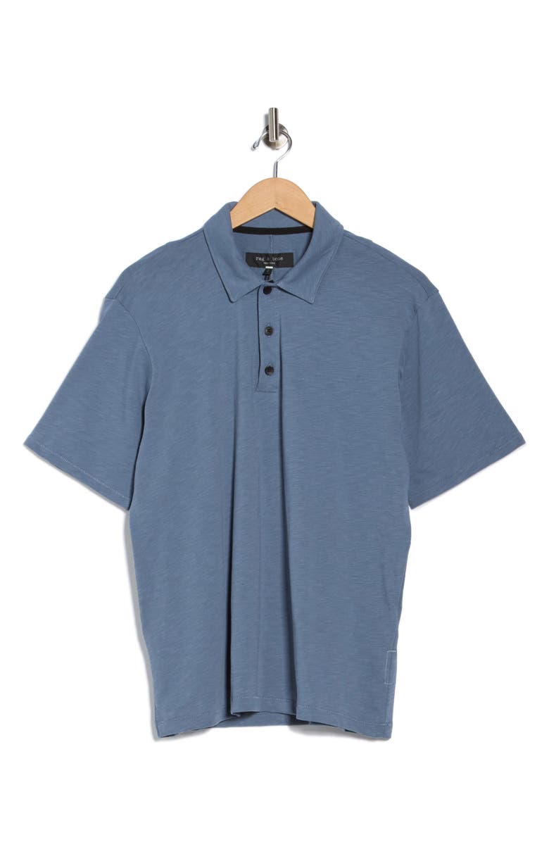 rag & bone Classic Cotton Slub Jersey Polo, Alternate, color, Slate Blue