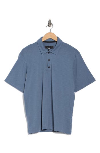 Rag & Bone Classic Cotton Slub Jersey Polo In Blue