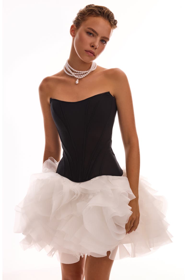 Organza Floral Formal Occasion Mini Skirt, Alternate, color, White