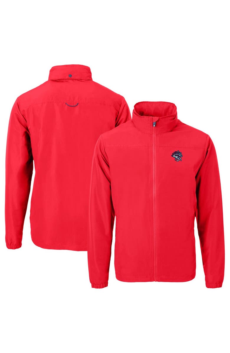 Cutter & Buck Men's Cutter & Buck Red Binghamton Rumble Ponies Big & Tall Charter Eco Knit Recycled Full-Zip Jacket, Main, color,